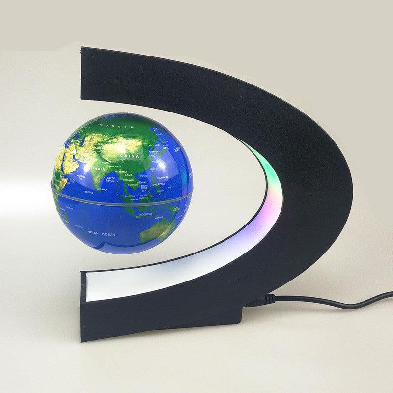 3-inch magnetic levitation globe floating in black C-shaped base for home or office decor