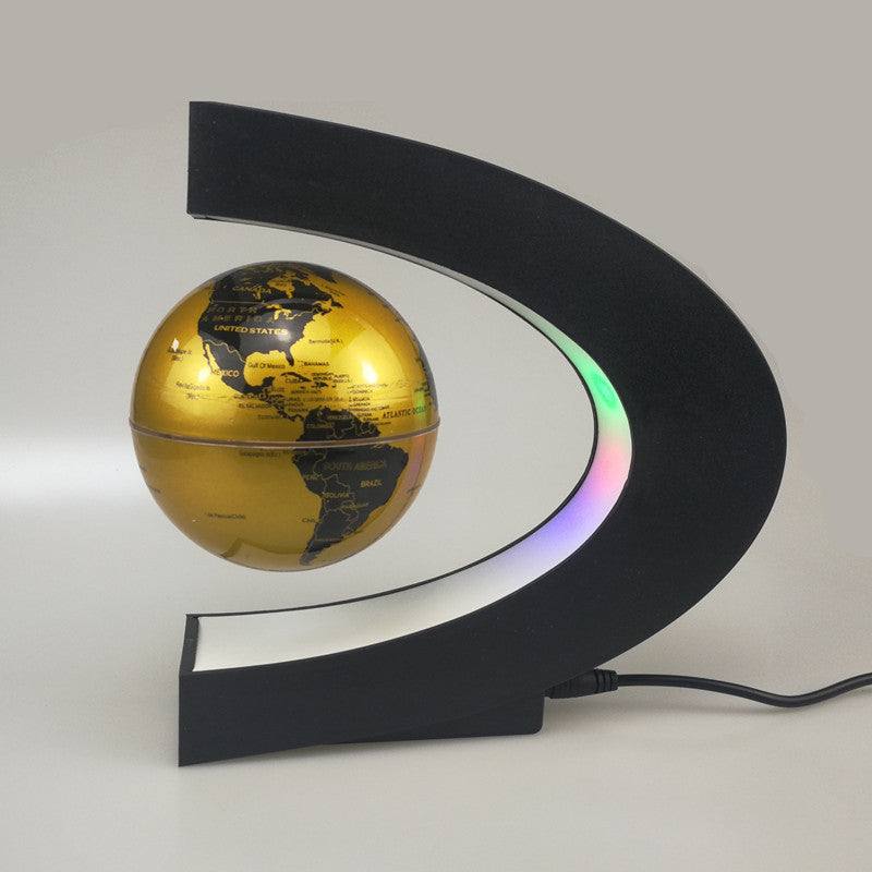 3-inch magnetic levitation globe with gold O-shaped frame for home and office decoration