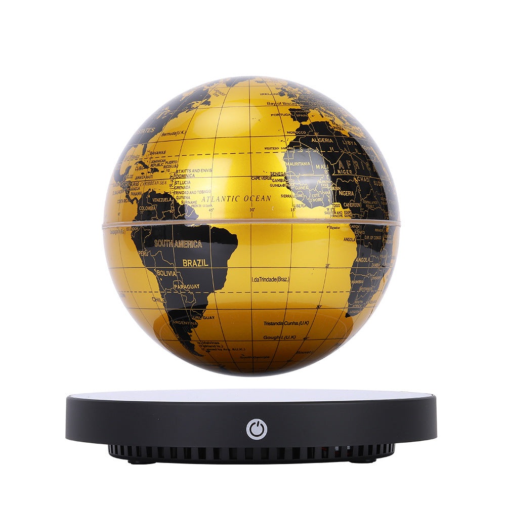 Magnetic levitation globe with 3D light rotation and touch night light on black base for office decor