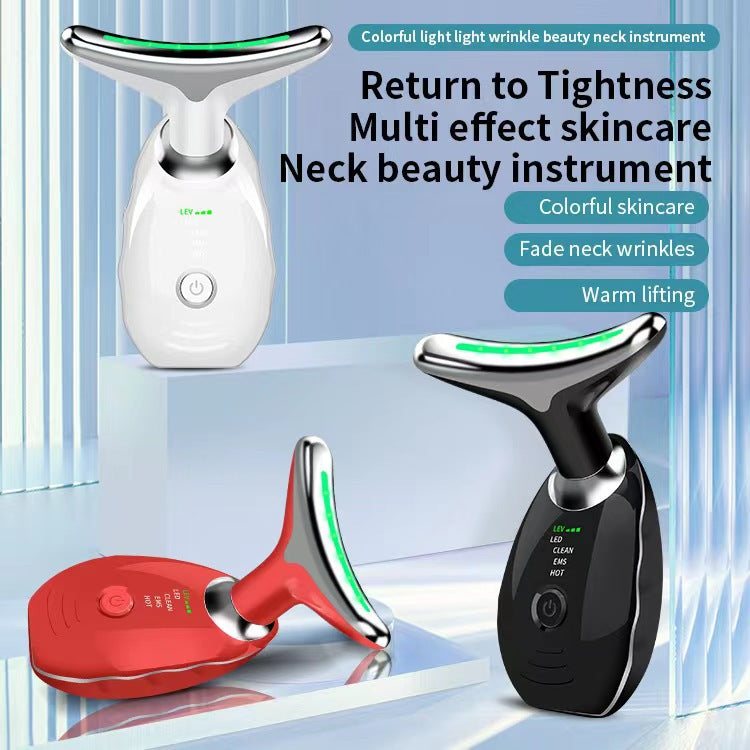 Beauty neck instrument for neck lifting, tightening, and wrinkle fading in white, black, and red colors
