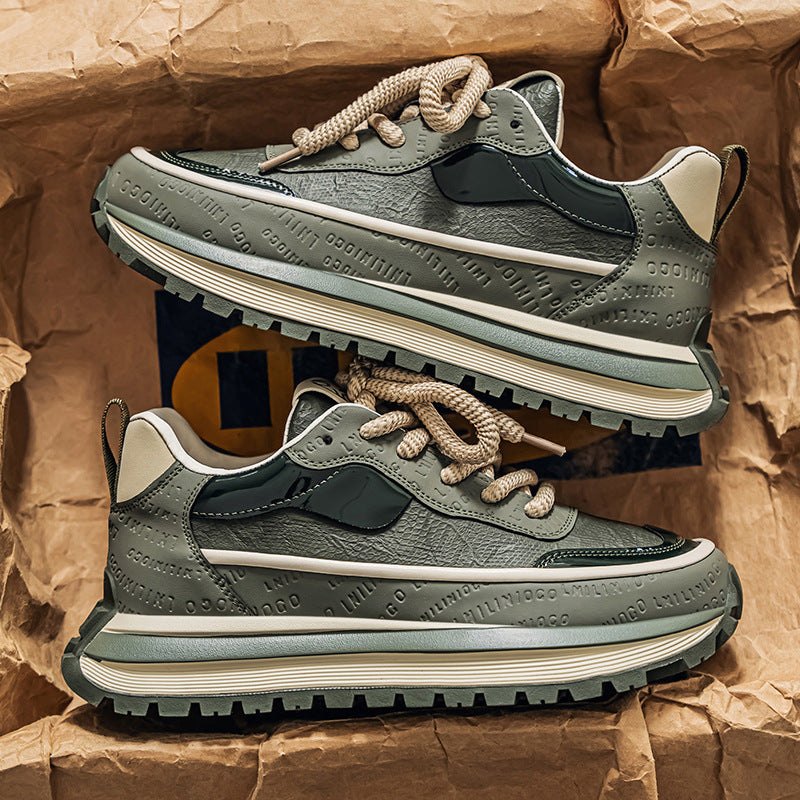 Men's outdoor sneakers with platform sole and lace-up design for walking and athletic use