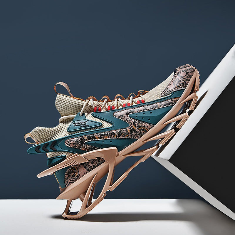 Multicolor men's casual fashion spring and autumn shoes with rubber sole and multi-material splicing upper.